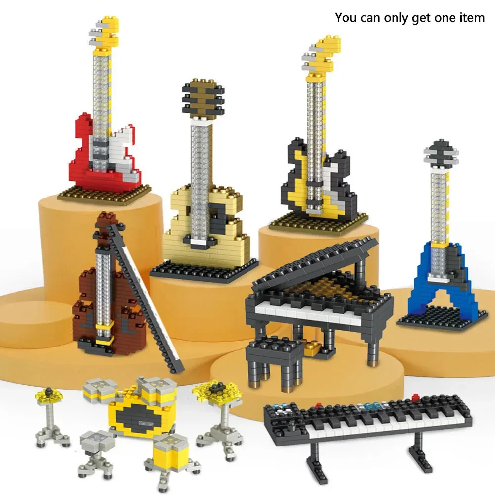 Mini-Musikinstrument-Bausteine, Klavier Oder Gitarre, Tastatur Oder Bass Oder Trommeln, Diy-Lernspielzeug Für Jungen Und Mädchen! Mini-Musikinstrument-Bausteine, Klavier Oder Gitarre, Tastatur Oder Bass Oder Trommeln, Diy-Lernspielzeug Für Jungen Und Mädchen!