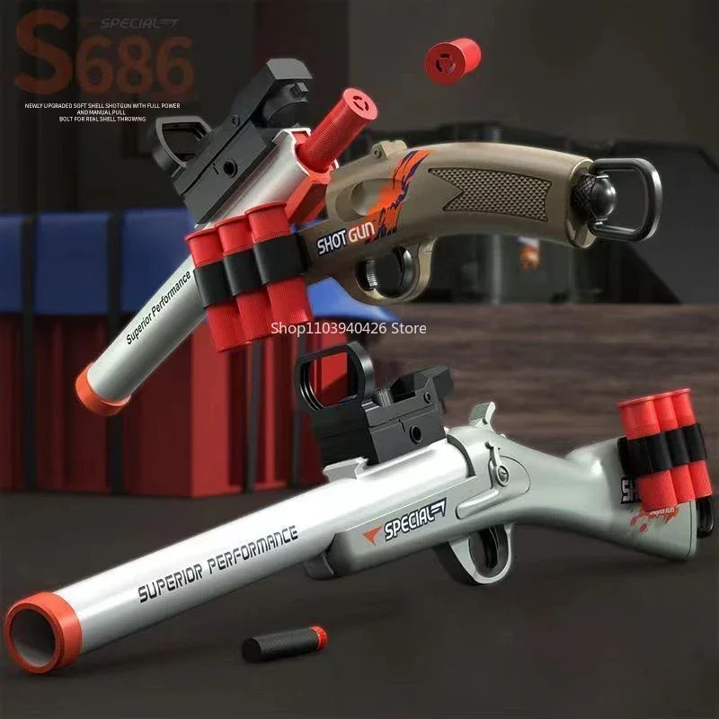 S686 Throwing Shell Shotgun Toy Gun Soft Bullet Airsoft Launcher Outdoor Sports Cs Game Pistola Shooter Fun Toy For Boys Gift S686 Throwing Shell Shotgun Toy Gun Soft Bullet Airsoft Launcher Outdoor Sports Cs Game Pistola Shooter Fun Toy For Boys Gift
