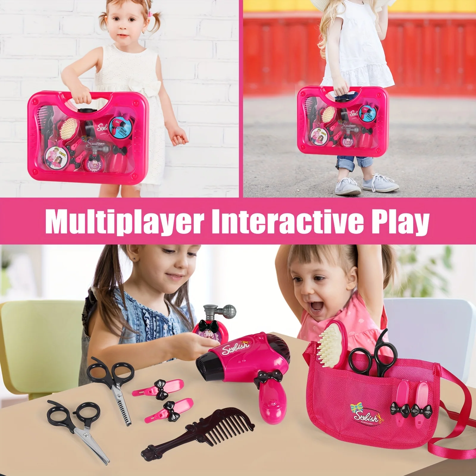 Rollenspiel Mädchen Schönheits Salon Spielzeug Set Mit Haartrockner, Friseur Schürze Und Styling-Zubehör-Perfekt Für Einfalls Reiche Spiel Geschenk Rollenspiel Mädchen Schönheits Salon Spielzeug Set Mit Haartrockner, Friseur Schürze Und Styling-Zubehör-Perfekt Für Einfalls Reiche Spiel Geschenk - Image 4