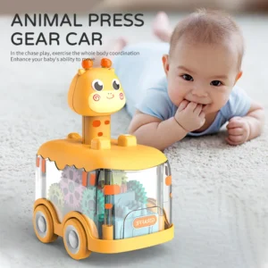 Press Gear Car Kinderspielzeugauto Zurückziehen Junge Kinder Trägheitsauto Puzzle Tiere Auto