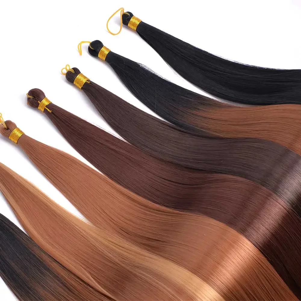 28 Inch 150G Bone Straight Silky Crochet Braiding Hair Synthetic Bulk High Temperature Hair Bundles Extension For Women 28 Inch 150G Bone Straight Silky Crochet Braiding Hair Synthetic Bulk High Temperature Hair Bundles Extension For Women - Image 4