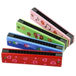 Kids Wooden Harmonica Musical Instrument Toy, Educational Early Learning Music Teaching Aid for Preschool Kindergarten Toddlers