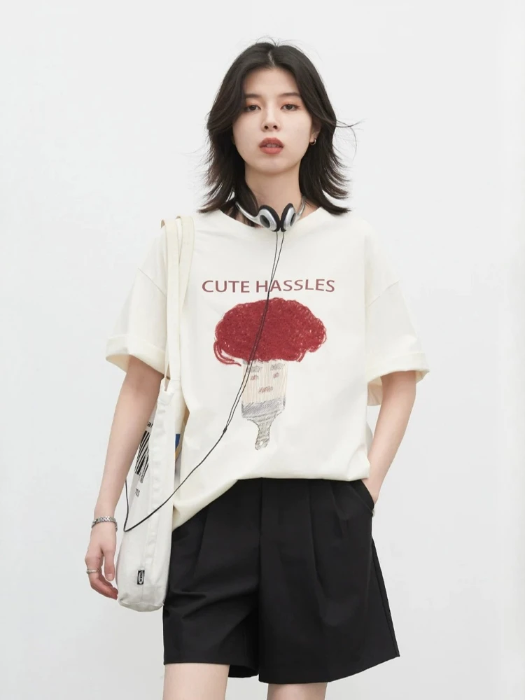 Chic Ven Damen T-Shirt Aus Baumwolle Mit 3D-Stickerei, Rundhals, Kurzarm, Oversized Chic Ven Damen T-Shirt Aus Baumwolle Mit 3D-Stickerei, Rundhals, Kurzarm, Oversized - Image 4