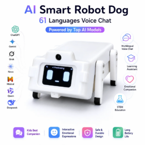 CLOUDRAKER Tuya Smart KI-Roboterhund – 61+ Sprachen, 12+ Aktionen & Emojis, interaktives Lernspielzeug