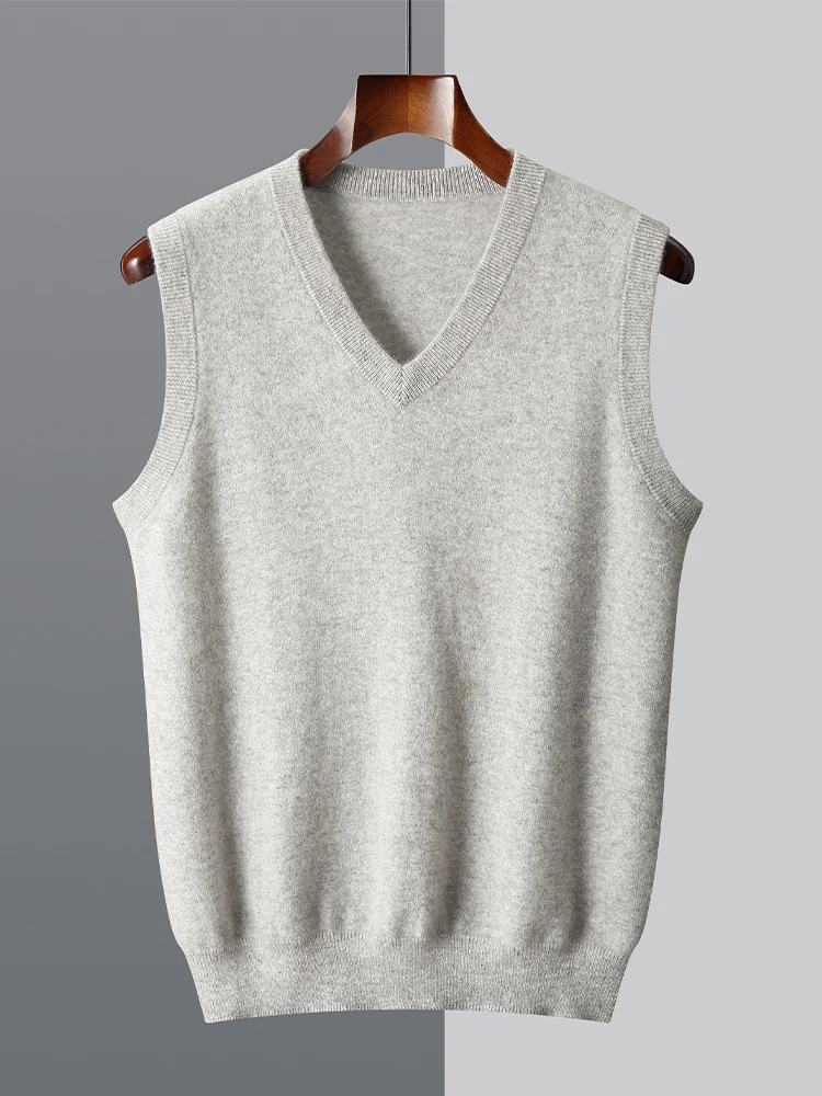 Männer Wolle V-Ausschnitt Pullover Weste Pullover Herbst Winter Grundlegende Casual Kaschmir 100% Merino Wolle Gestrickte Weiche Ärmellose Weste Top Männer Wolle V-Ausschnitt Pullover Weste Pullover Herbst Winter Grundlegende Casual Kaschmir 100% Merino Wolle Gestrickte Weiche Ärmellose Weste Top - Image 2