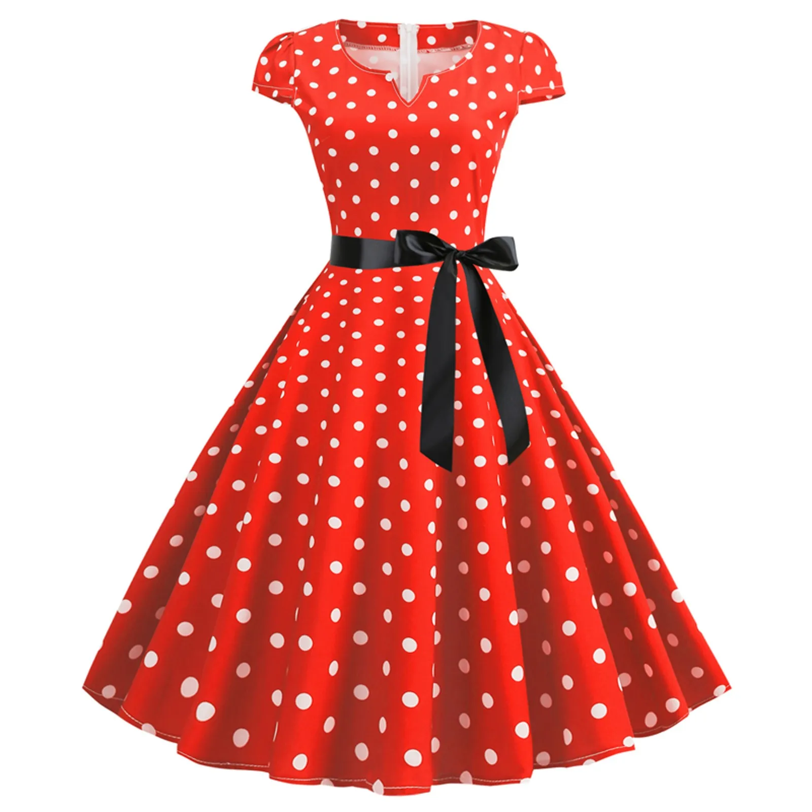 Woman Retro Dresses Audrey Hepburn 1950S 60S Rockabilly Polka Dot Printed Bowknot Pinup Ball Gown Party Dress Robe Vestidos Woman Retro Dresses Audrey Hepburn 1950S 60S Rockabilly Polka Dot Printed Bowknot Pinup Ball Gown Party Dress Robe Vestidos - Image 3