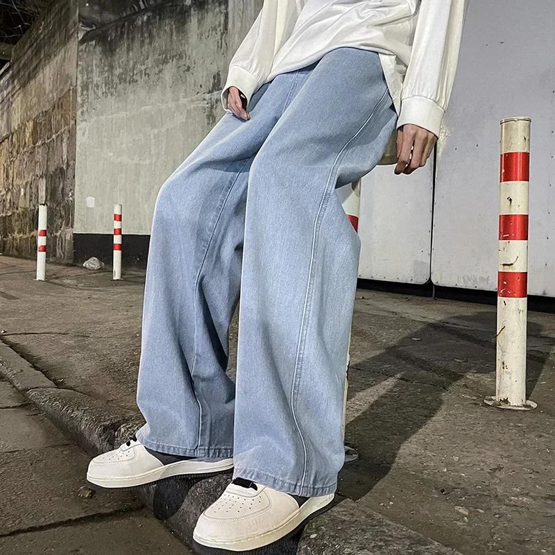 Korean Style Streetwear New Fashion Baggy Casual Men Jeans High Street Harajuku Denim Trousers Men Brand pants Black grey Blue - Image 7