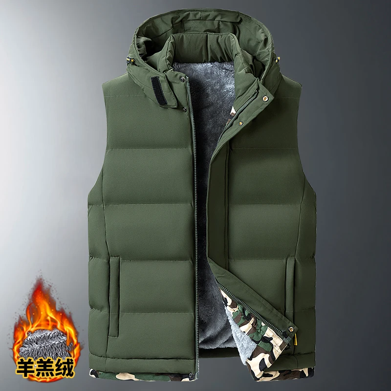 Plus Size M-10Xl Kapuzen Weste Für Männer Herbst Winter Verdickte Warme Männliche Kleidung Im Freien Wind Dichte Männer Ärmellose Jacke Mode Plus Size M-10Xl Kapuzen Weste Für Männer Herbst Winter Verdickte Warme Männliche Kleidung Im Freien Wind Dichte Männer Ärmellose Jacke Mode - Image 7