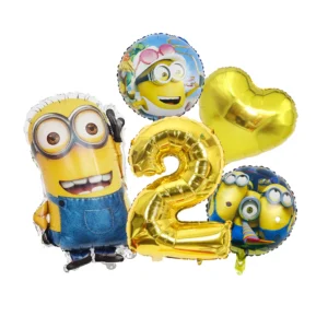 Minions Themen-Geburtstagsballons für Jungen und Mädchen, Zahlenballon-Set, Folienballons, Geburtstagsparty-Dekoration, Babyparty-Geschenk