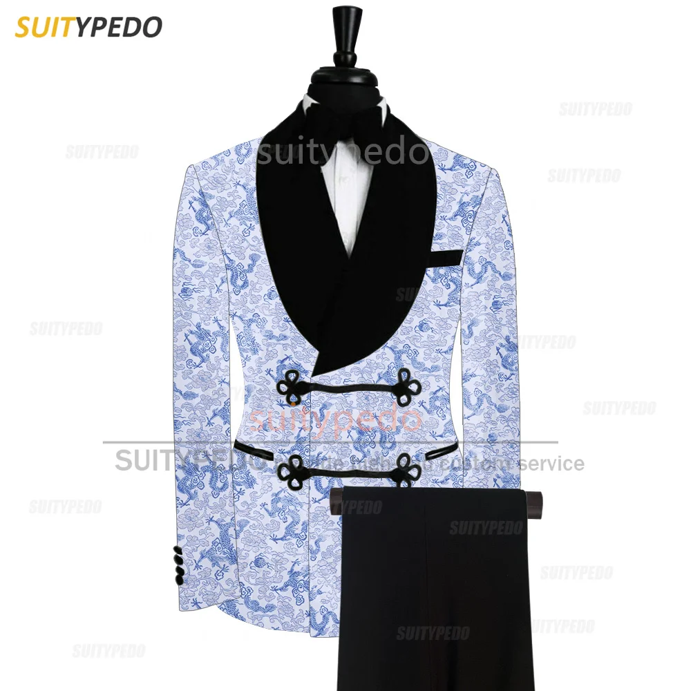 Slim Fit Men Suit Sets Wedding Groomsman Tailor-Made Jacquard Blazer Pants Outfits Fashion Gala Male Newest Luxury Tuxedos Slim Fit Men Suit Sets Wedding Groomsman Tailor-Made Jacquard Blazer Pants Outfits Fashion Gala Male Newest Luxury Tuxedos - Image 9
