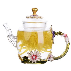 Handbemalte emaillierte Farbe Teekanne Hitzebeständiges Glas Einzelne japanische Teekanne Teesieb Pu Erh Wasserkocher Gaiwan Set