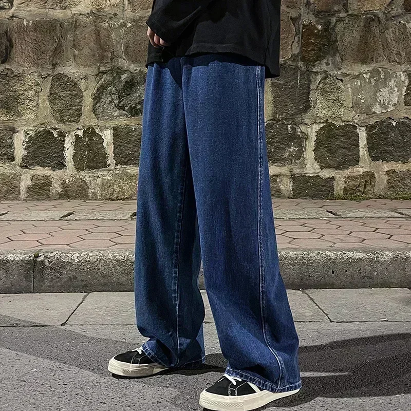 Korean Style Streetwear New Fashion Baggy Casual Men Jeans High Street Harajuku Denim Trousers Men Brand pants Black grey Blue - Image 9