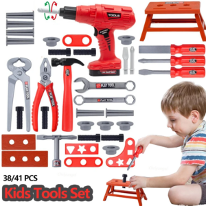 38/42-teiliges Spielzeug-Werkzeugset für Kinder, Reparatur-Werkzeugset aus Kunststoff, Konstruktionsspielzeug mit Schraubendrehern für Kleinkinder, Jungen, Mädchen, Kinder
