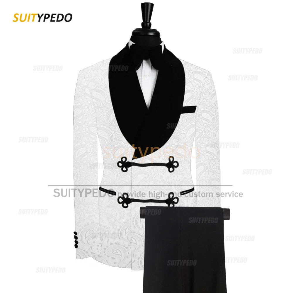 Slim Fit Men Suit Sets Wedding Groomsman Tailor-Made Jacquard Blazer Pants Outfits Fashion Gala Male Newest Luxury Tuxedos Slim Fit Men Suit Sets Wedding Groomsman Tailor-Made Jacquard Blazer Pants Outfits Fashion Gala Male Newest Luxury Tuxedos - Image 2