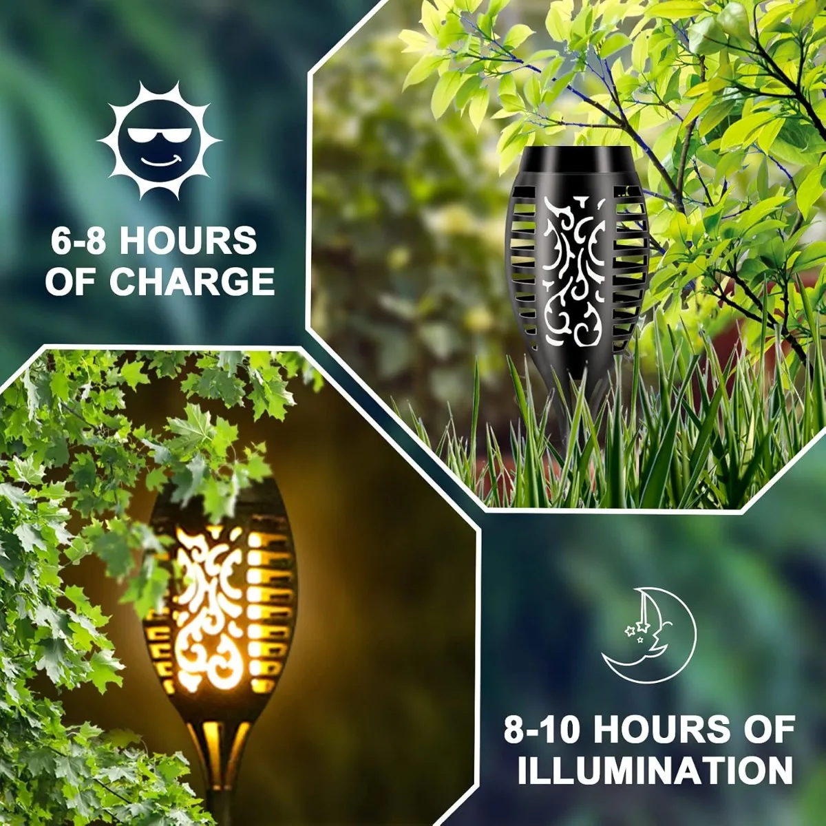 1/4/8/12 Pack Solar-Taschenlampe Mit Blinkender Flamme, Wasserdichte Außenbeleuchtung, Solar-Ganglicht 1/4/8/12 Pack Solar-Taschenlampe Mit Blinkender Flamme, Wasserdichte Außenbeleuchtung, Solar-Ganglicht - Image 5