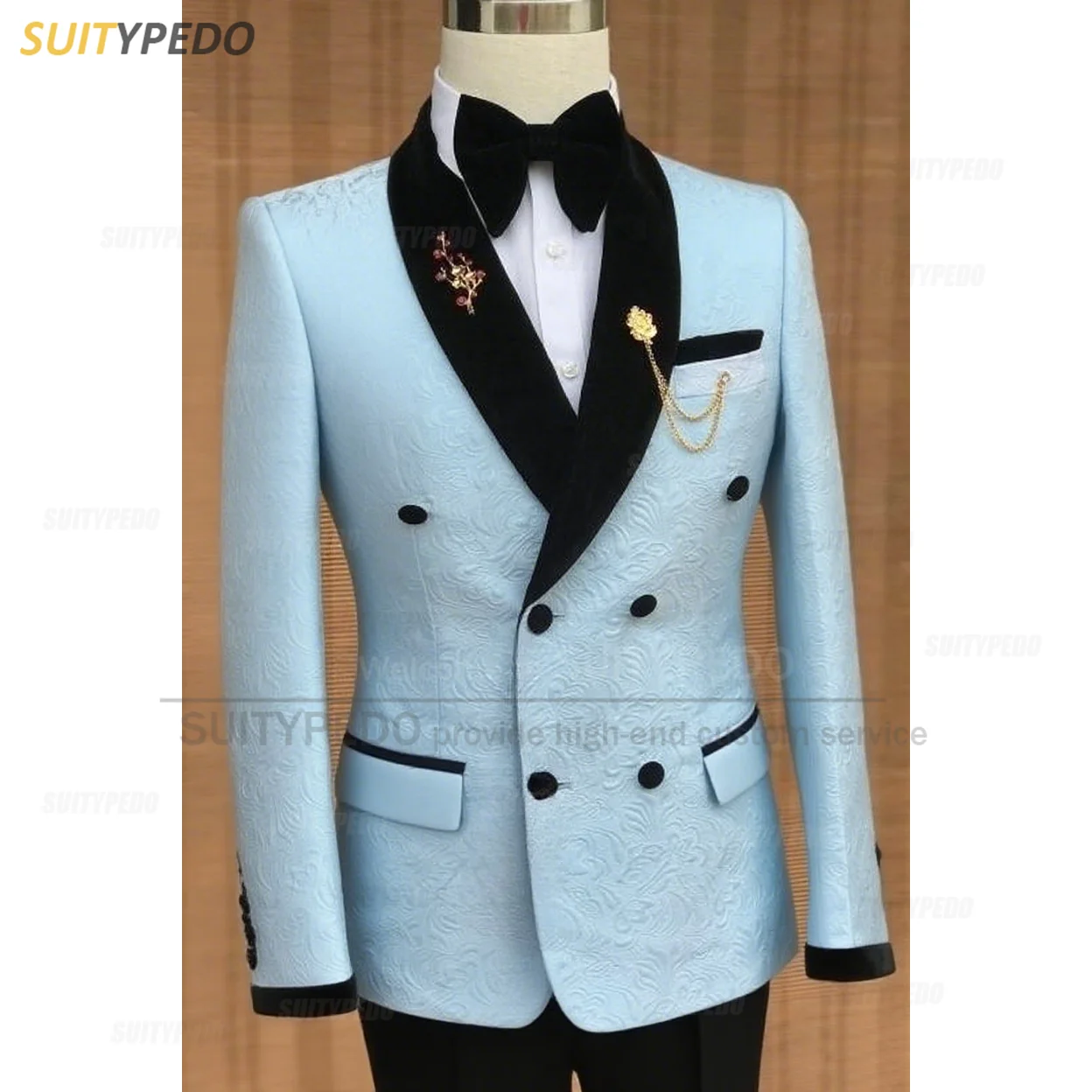 Luxury Jacquard Suit Sets For Men Wedding Banquet Grooms High Quality Outfits Classic Male Double Breasted Blazer Pants 2 Pcs Luxury Jacquard Suit Sets For Men Wedding Banquet Grooms High Quality Outfits Classic Male Double Breasted Blazer Pants 2 Pcs – Bild 5
