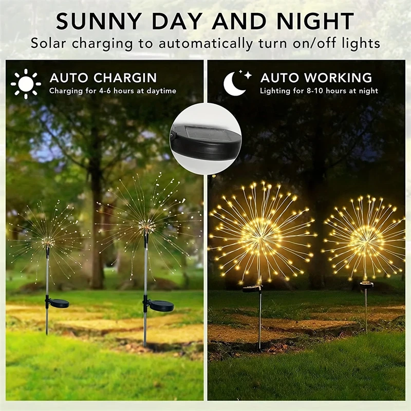 Solar Feuerwerk Lichter Im Freien Ip65 Wasserdicht Solar 8 Beleuchtungs Modi Lichterkette Licht Weihnachts Beleuchtung Garten Dekoration Solar Feuerwerk Lichter Im Freien Ip65 Wasserdicht Solar 8 Beleuchtungs Modi Lichterkette Licht Weihnachts Beleuchtung Garten Dekoration - Image 4