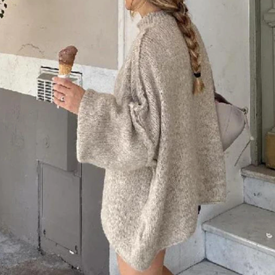 Trend Damen Warm Loose Knit Pullover Pullover Oversize Soild Color Pullover Herbst Alternative Kleidung Trend Damen Warm Loose Knit Pullover Pullover Oversize Soild Color Pullover Herbst Alternative Kleidung – Bild 2