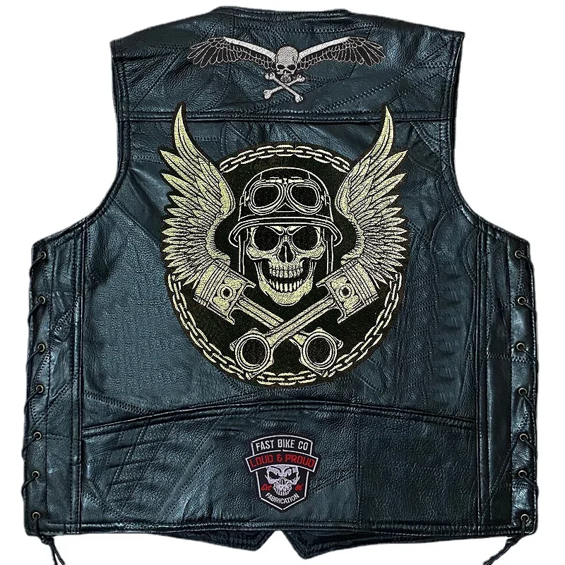 Lokomotive Lederweste Tiger Bestickte Patches Ärmellose Moto Biker Jacke Casual Streetwear Lokomotive Club Punk Veste Lokomotive Lederweste Tiger Bestickte Patches Ärmellose Moto Biker Jacke Casual Streetwear Lokomotive Club Punk Veste – Bild 4