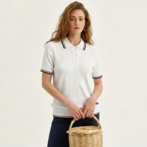 Women's Short Sleeved Fashion Embroidered Letter Design Commuting Summer Collar Polo Short Sleeved