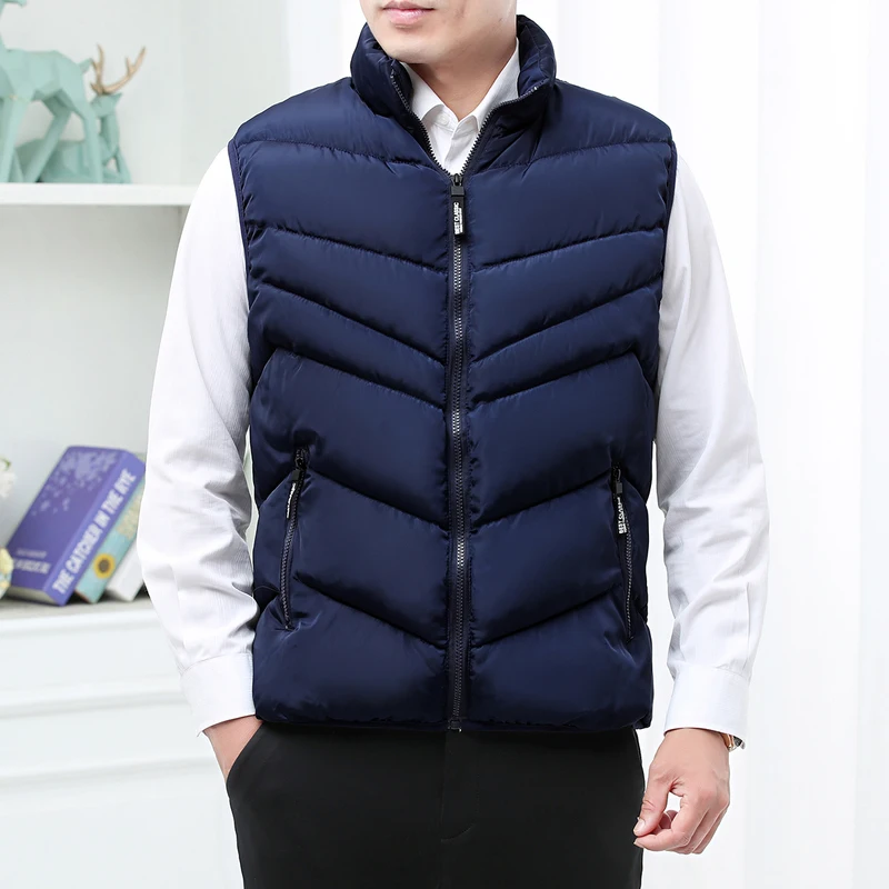 Winter Business Wolle Gefüttert Weste Jacke Männer Slim Fit Stehkragen Ärmellose Puffer Jacken Herbst Casual Weste Männer Warme Mantel Winter Business Wolle Gefüttert Weste Jacke Männer Slim Fit Stehkragen Ärmellose Puffer Jacken Herbst Casual Weste Männer Warme Mantel - Image 5