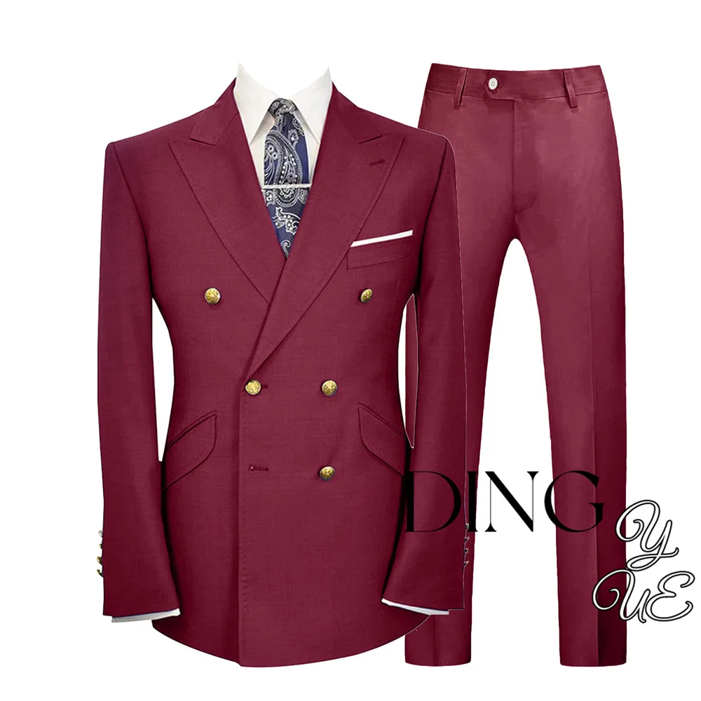2025 New Men'S Slim Fit 2 Piece Suit Double Breasted Gold Buttons Business Wedding Tuxedo Suits Blazer &Amp; Pants Set Costume Homme 2025 New Men'S Slim Fit 2 Piece Suit Double Breasted Gold Buttons Business Wedding Tuxedo Suits Blazer &Amp; Pants Set Costume Homme - Image 13