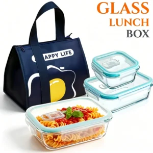 Bpa-Freie Glas-Lunchbox Rechteckige Lebensmittelbehälter Küchenzubehör Sichere Luftdichte Mahlzeiten-Vorbereitungsschale Bento-Box