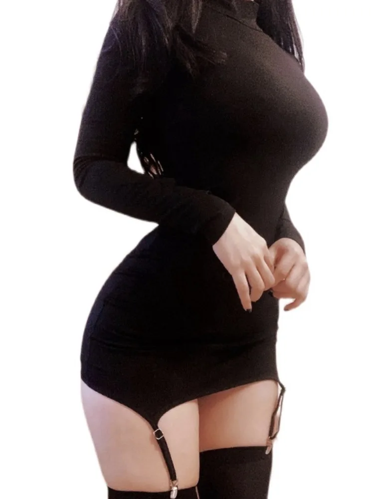 Womengaga Sexy Langarm Mini Kleid Socken Neue Hohe Taille Dünne O Neck Elegante Fee Frauen Koreanische Hot Sexy Kleider Herbst 763G Womengaga Sexy Langarm Mini Kleid Socken Neue Hohe Taille Dünne O Neck Elegante Fee Frauen Koreanische Hot Sexy Kleider Herbst 763G - Image 5
