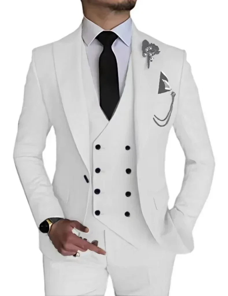 Herrenanzug Mit Spitzem Revers, 3-Teilig (Sakko, Weste, Hose) – Smoking Für Hochzeit Herrenanzug Mit Spitzem Revers, 3-Teilig (Sakko, Weste, Hose) – Smoking Für Hochzeit – Bild 19