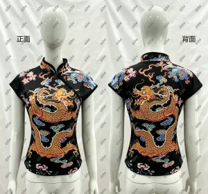 Damen-Bluse Im Chinesischen Stil, Beige, Cheongsam-Bluse, Vintage-Stil, Stehkragen, Kurze Ärmel, Bauchfreies Oberteil Mit Asymmetrischem Froschknopf Und Schlüsselloch Damen-Bluse Im Chinesischen Stil, Beige, Cheongsam-Bluse, Vintage-Stil, Stehkragen, Kurze Ärmel, Bauchfreies Oberteil Mit Asymmetrischem Froschknopf Und Schlüsselloch - Image 8