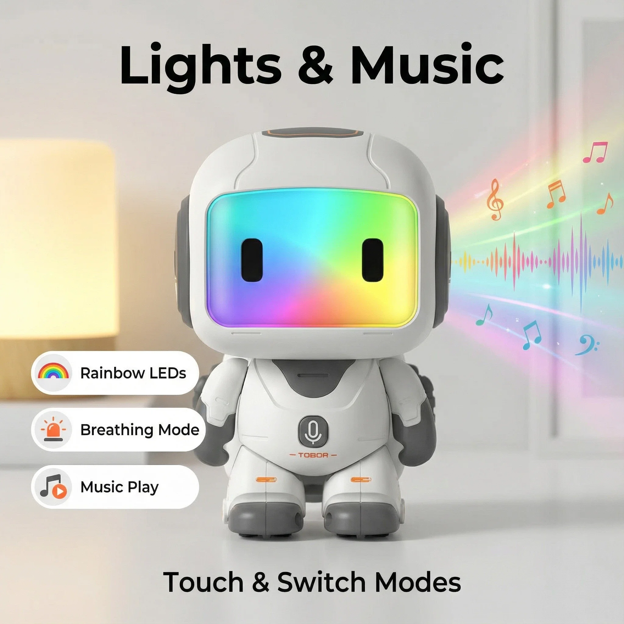 Intelligenter Kinder-Roboter, Regenbogen-Led-Bildschirm Musik-Geschichtenerzähler Frühpädagogischer Begleiter-Roboter, Berührungssteuerung Aufladbares Geschenk Intelligenter Kinder-Roboter, Regenbogen-Led-Bildschirm Musik-Geschichtenerzähler Frühpädagogischer Begleiter-Roboter, Berührungssteuerung Aufladbares Geschenk - Image 3