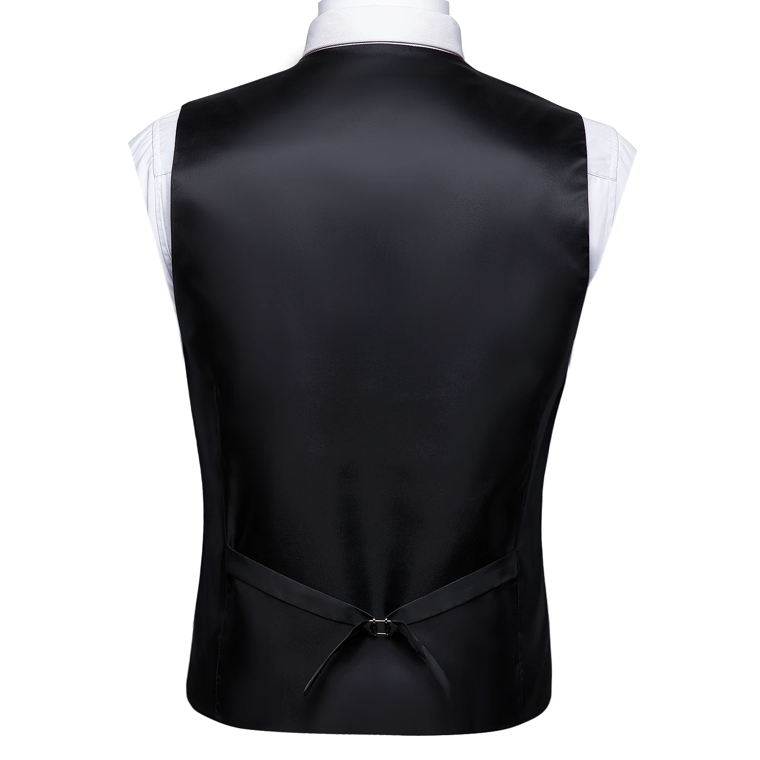 Herren Schwarzes Anzugwesten-Set Mit Krawatte, Einstecktuch Und Manschettenknöpfen - Jacquard Formelle Smoking-Weste Für Hochzeit, Business Und Partys Herren Schwarzes Anzugwesten-Set Mit Krawatte, Einstecktuch Und Manschettenknöpfen - Jacquard Formelle Smoking-Weste Für Hochzeit, Business Und Partys - Image 4