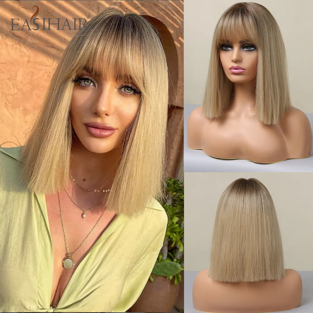 Easihair Bob-Perücke Mit Pony, Kurz Und Glatt, Hellblond-Beige, Hitzebeständig Easihair Bob-Perücke Mit Pony, Kurz Und Glatt, Hellblond-Beige, Hitzebeständig – Bild 19