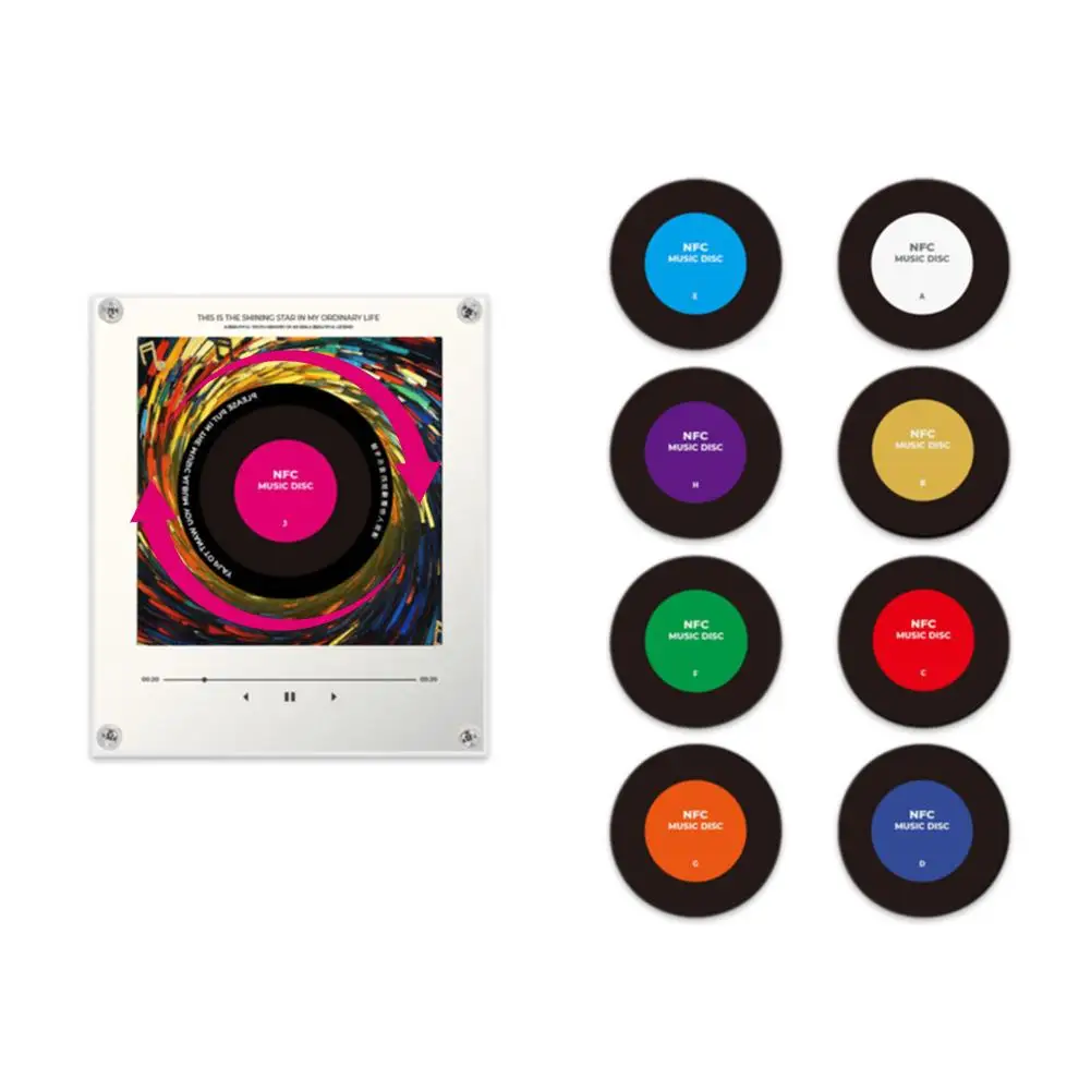 Weihnachts-Vinyl-Plattenspieler Kühlschrank-Schallplatte Nfc Magnetisches Musikbox-Set, Mit 9 Vinyl-Stil-Scheiben, Geeignet Als Weihnachtsdekoration Und Geschenk Weihnachts-Vinyl-Plattenspieler Kühlschrank-Schallplatte Nfc Magnetisches Musikbox-Set, Mit 9 Vinyl-Stil-Scheiben, Geeignet Als Weihnachtsdekoration Und Geschenk - Image 6