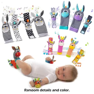 Baby-Rasselsocken und Handgelenkrasseln im niedlichen Tierdesign – Weiche Spielaccessoires für Babys von 0 bis 12 Monaten