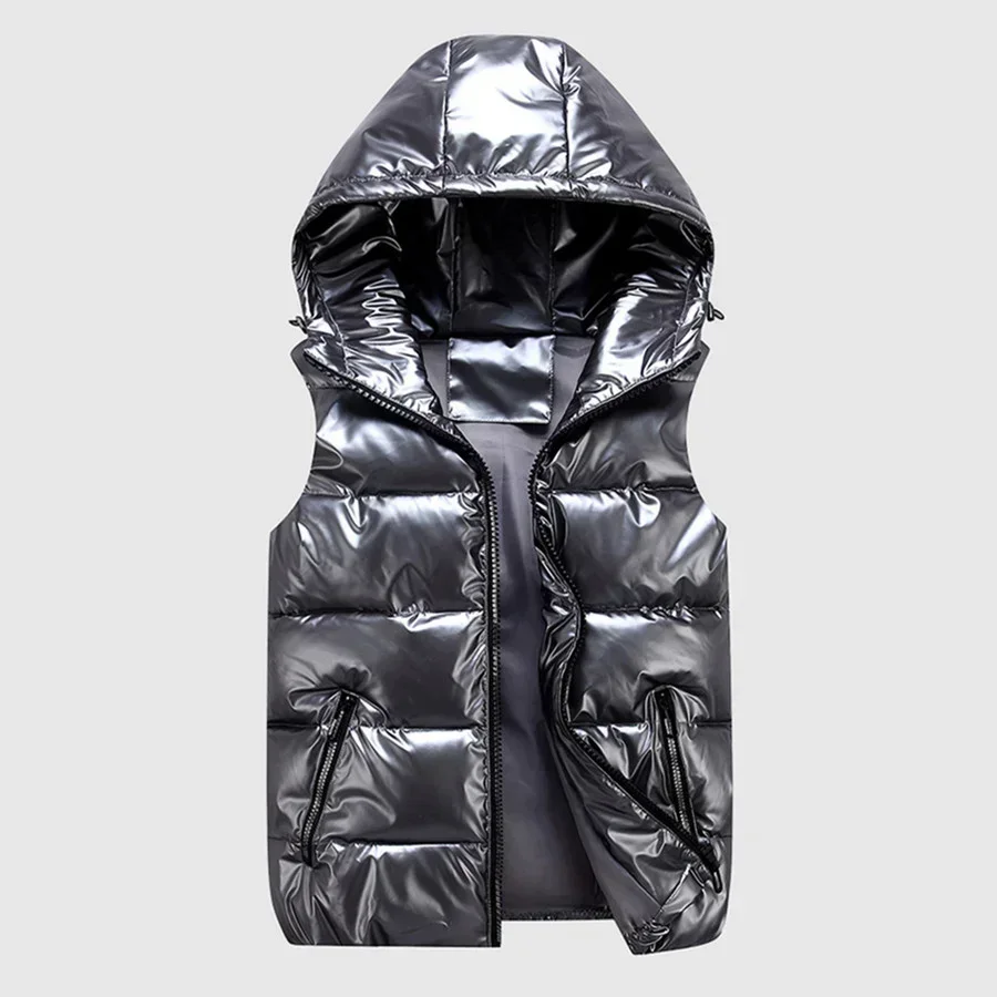 Männer Winter Mit Kapuze Gepolsterte Weste Glänzend Ärmellose Jacke Casual Outwear Verdicken Warme Mantel Wasserdichte Weste Männer Kleidung 4Xl Männer Winter Mit Kapuze Gepolsterte Weste Glänzend Ärmellose Jacke Casual Outwear Verdicken Warme Mantel Wasserdichte Weste Männer Kleidung 4Xl
