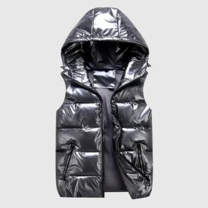 Männer Winter Mit Kapuze Gepolsterte Weste Glänzend Ärmellose Jacke Casual Outwear Verdicken Warme Mantel Wasserdichte Weste Männer Kleidung 4XL