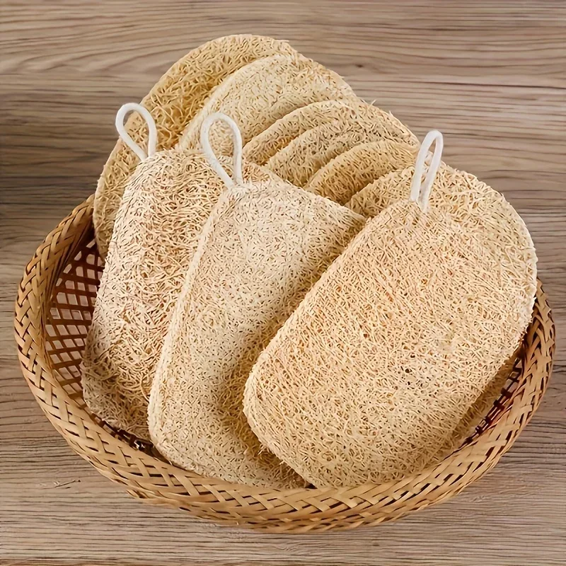 6Pcs Natural Loofah Exfoliating Sponges - Gentle Body Scrubber For Shower &Amp; Bath, Bamboo Fiber Cleaning Pads 2042 6Pcs Natural Loofah Exfoliating Sponges - Gentle Body Scrubber For Shower &Amp; Bath, Bamboo Fiber Cleaning Pads 2042
