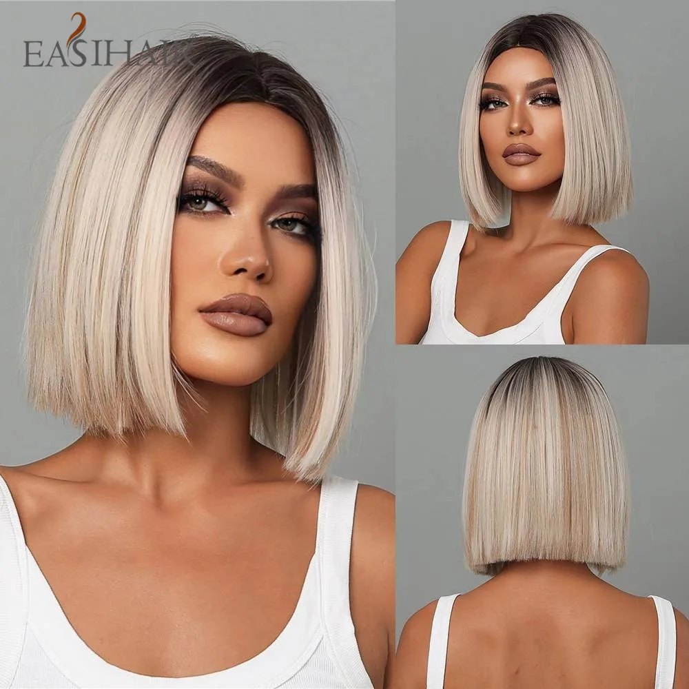 Easihair Bob-Perücke Mit Pony, Kurz Und Glatt, Hellblond-Beige, Hitzebeständig Easihair Bob-Perücke Mit Pony, Kurz Und Glatt, Hellblond-Beige, Hitzebeständig – Bild 18