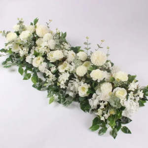 100cm Luxus weiße Rose künstliche Blume Reihe Hochzeit Tisch Herzstück Blumen Hintergrund Wand bögen Dekor Party Bühne Blumen