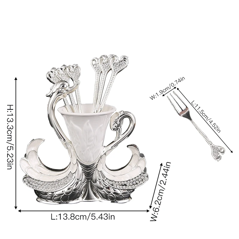 Ein Schwanenförmiges Obstgabel- Und Löffel-Set, Ein Eimerregal Mit 6 Löffel Oder Gabeln, Geeignet Zum Trinken Von Kaffee, Essen, Desserts Und Obst Ein Schwanenförmiges Obstgabel- Und Löffel-Set, Ein Eimerregal Mit 6 Löffel Oder Gabeln, Geeignet Zum Trinken Von Kaffee, Essen, Desserts Und Obst - Image 12