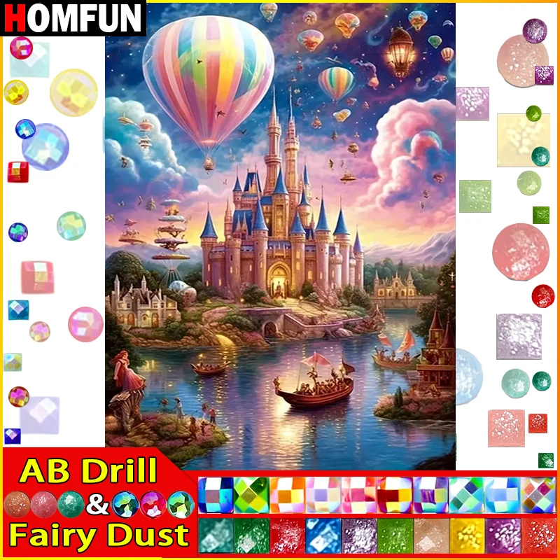Homfun Fee Staub Ab Strass Malerei Kristall Dekor Diy Diamant Malerei „Landschaft Schloss Ballon“ 3D Muster Diamant Stickerei Homfun Fee Staub Ab Strass Malerei Kristall Dekor Diy Diamant Malerei „Landschaft Schloss Ballon“ 3D Muster Diamant Stickerei