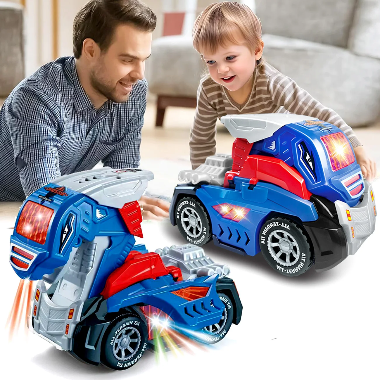 Automatisch Transformierendes 2-In-1-Dinosaurier- Und Autorobotermodell Für Jungen, Frühes Lernspielzeug Mit Licht Und Musik Automatisch Transformierendes 2-In-1-Dinosaurier- Und Autorobotermodell Für Jungen, Frühes Lernspielzeug Mit Licht Und Musik