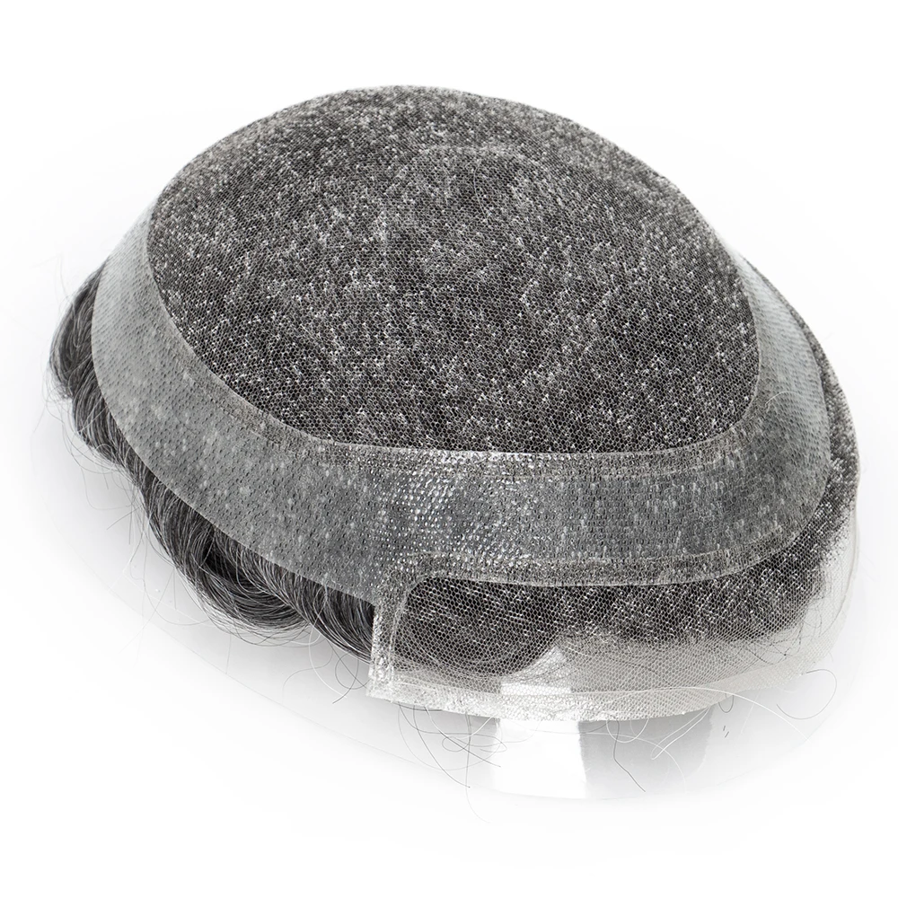 Herren Toupet Aus Echthaar Mit Swiss Lace, Natürlicher Haaransatz Herren Toupet Aus Echthaar Mit Swiss Lace, Natürlicher Haaransatz - Image 4