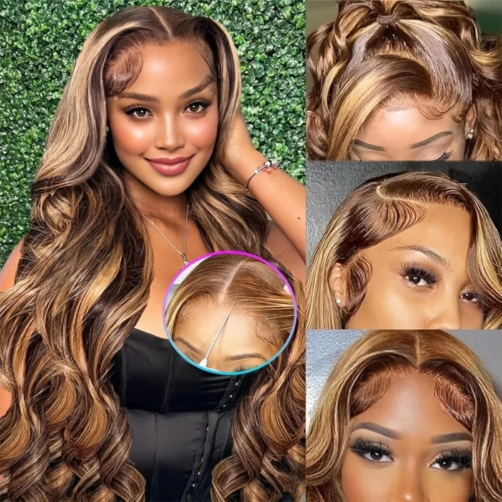 30 Zoll Honigblonde Ombre Lace Front Perücke Echthaar 13X4 Hd Lace Front Perücke 4/27 Highlight Ombre Body Wave Lace Frontal Glueless 30 Zoll Honigblonde Ombre Lace Front Perücke Echthaar 13X4 Hd Lace Front Perücke 4/27 Highlight Ombre Body Wave Lace Frontal Glueless - Image 4
