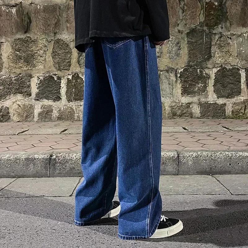 Korean Style Streetwear New Fashion Baggy Casual Men Jeans High Street Harajuku Denim Trousers Men Brand pants Black grey Blue - Image 6
