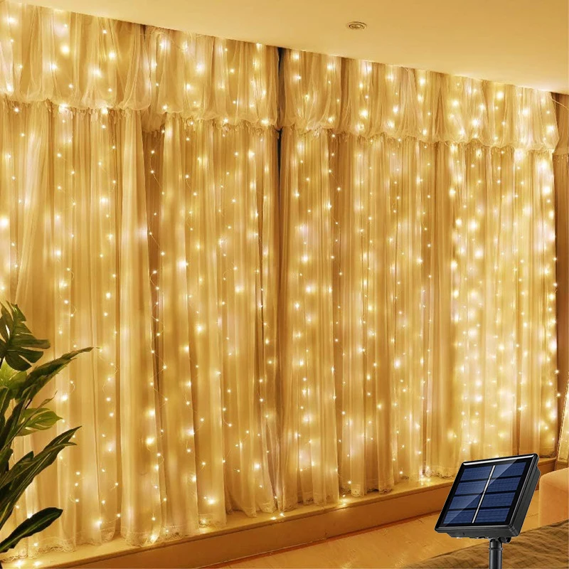 Solar-Led-Vorhang-Licht, Outdoor-Girlande, Solar-Fee-Lichterkette, Kupferdraht-Lampen Für Garten, Hof, Hochzeit, Party, Urlaubsdekoration Solar-Led-Vorhang-Licht, Outdoor-Girlande, Solar-Fee-Lichterkette, Kupferdraht-Lampen Für Garten, Hof, Hochzeit, Party, Urlaubsdekoration - Image 8