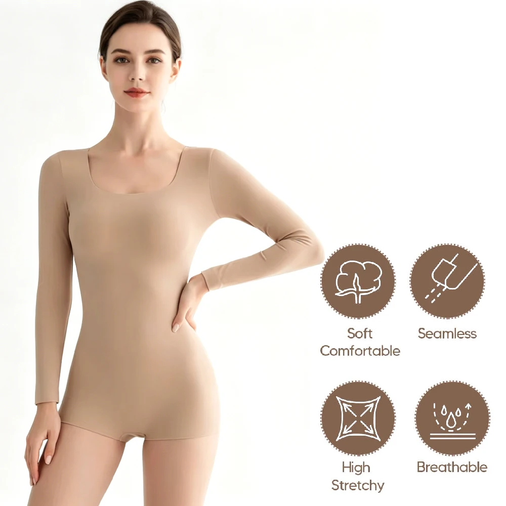 1 Stück Damen Langarm-Kompressions-Bodysuit, Rundhalsausschnitt Bauchkontrolle Bodyshaper, Schlanker Formgebender Bodysuit 1 Stück Damen Langarm-Kompressions-Bodysuit, Rundhalsausschnitt Bauchkontrolle Bodyshaper, Schlanker Formgebender Bodysuit - Image 10