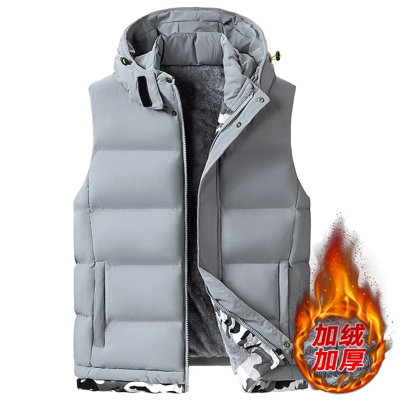 Plus Size M-10Xl Kapuzen Weste Für Männer Herbst Winter Verdickte Warme Männliche Kleidung Im Freien Wind Dichte Männer Ärmellose Jacke Mode Plus Size M-10Xl Kapuzen Weste Für Männer Herbst Winter Verdickte Warme Männliche Kleidung Im Freien Wind Dichte Männer Ärmellose Jacke Mode - Image 5