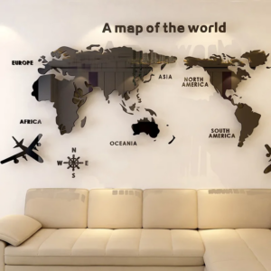 1Pc Weltkarte Wand Aufkleber Acryl Kreative 3D TV hintergrund Tapete Dekoration Hause Wohnzimmer Büro Innen Dekorative